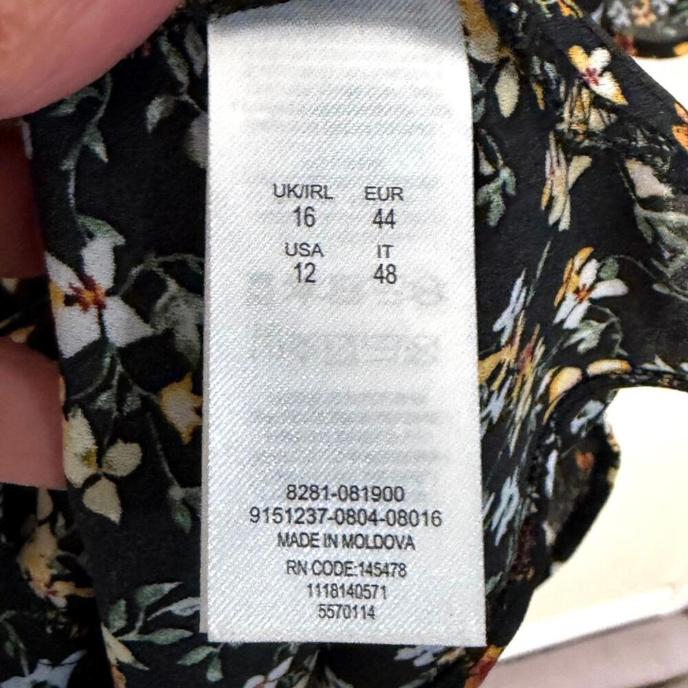 PRIMARK BLACK FLORAL print dress size 12 - Picture 4 of 7